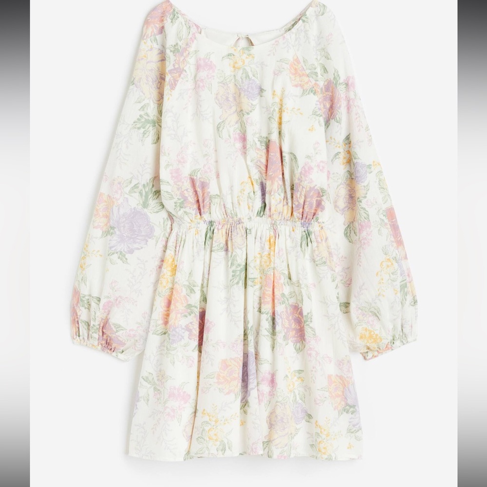 🌸 BALLOON-SLEEVED OPEN-BACKED DRESS H&M 🌸